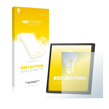 Parte frontal de un envase de producto con el logotipo de la marca upscreen. Al lado se muestra el dispositivo Divoom Pixoo-64