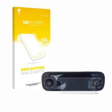 Parte frontal de un envase de producto con el logotipo de la marca upscreen. Al lado se muestra el dispositivo Fiat Panda 2019