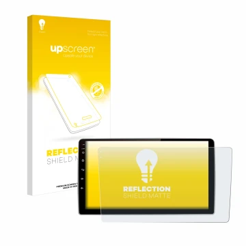 Parte frontal de un envase de producto con el logotipo de la marca upscreen. Al lado se muestra el dispositivo Junsun V1 pro 9