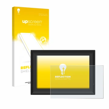 Parte frontal de un envase de producto con el logotipo de la marca upscreen. Al lado se muestra el dispositivo Yenock Digitale