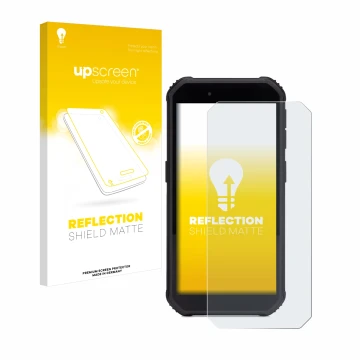 Parte frontal de un envase de producto con el logotipo de la marca upscreen. Al lado se muestra el dispositivo SkyCaddie SX550