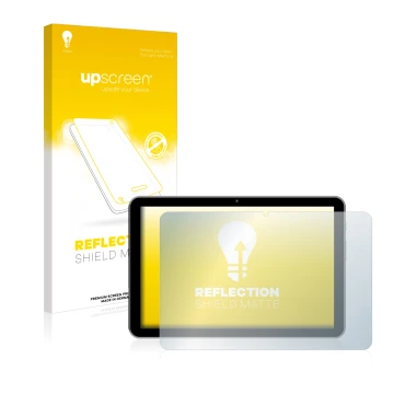 Parte frontal de un envase de producto con el logotipo de la marca upscreen. Al lado se muestra el dispositivo Peaq PET 1008 c