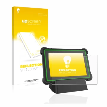 Parte frontal de un envase de producto con el logotipo de la marca upscreen. Al lado se muestra el dispositivo Hella Gutmann M