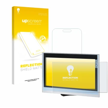 Parte frontal de un envase de producto con el logotipo de la marca upscreen. Al lado se muestra el dispositivo Siemens Simatic