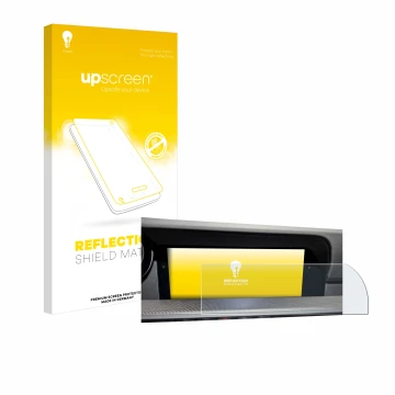 Parte frontal de un envase de producto con el logotipo de la marca upscreen. Al lado se muestra el dispositivo Porsche 911 Typ