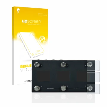 Parte frontal de un envase de producto con el logotipo de la marca upscreen. Al lado se muestra el dispositivo Morningstar MC6