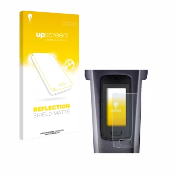 Parte frontal de un envase de producto con el logotipo de la marca upscreen. Al lado se muestra el dispositivo TQ HPR50 E-Bike