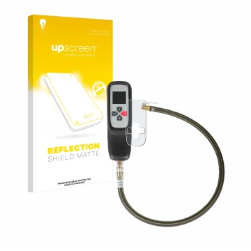 Parte frontal de un envase de producto con el logotipo de la marca upscreen. Al lado se muestra el dispositivo Bartec TAP 100 