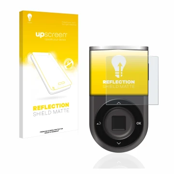 Parte frontal de un envase de producto con el logotipo de la marca upscreen. Al lado se muestra el dispositivo D’CENT Biometri