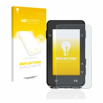 Parte frontal de un envase de producto con el logotipo de la marca upscreen. Al lado se muestra el dispositivo iGPSPORT iGS630
