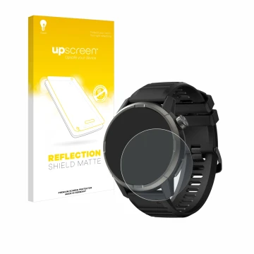 Parte frontal de un envase de producto con el logotipo de la marca upscreen. Al lado se muestra el dispositivo Kiprun GPS 900 