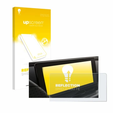 Parte frontal de un envase de producto con el logotipo de la marca upscreen. Al lado se muestra el dispositivo Seat Leon Cupra