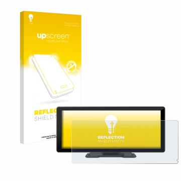 Parte frontal de un envase de producto con el logotipo de la marca upscreen. Al lado se muestra el dispositivo Carpuride W103 