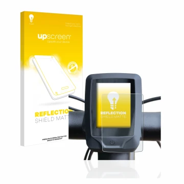 Parte frontal de un envase de producto con el logotipo de la marca upscreen. Al lado se muestra el dispositivo Specialized tur