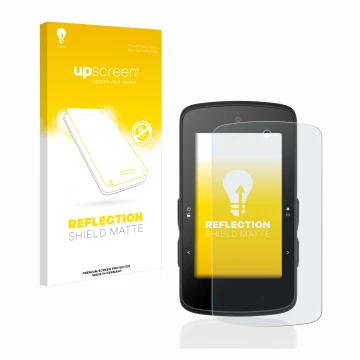 Parte frontal de un envase de producto con el logotipo de la marca upscreen. Al lado se muestra el dispositivo Bryton Rider 75