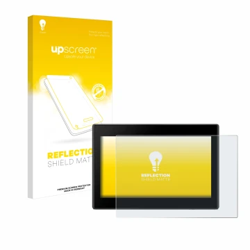 Parte frontal de un envase de producto con el logotipo de la marca upscreen. Al lado se muestra el dispositivo Garmin Drive 53