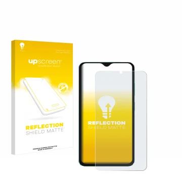 Parte frontal de un envase de producto con el logotipo de la marca upscreen. Al lado se muestra el dispositivo Oscal C70 con s