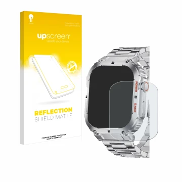 Parte frontal de un envase de producto con el logotipo de la marca upscreen. Al lado se muestra el dispositivo LIGE K-57 1.96