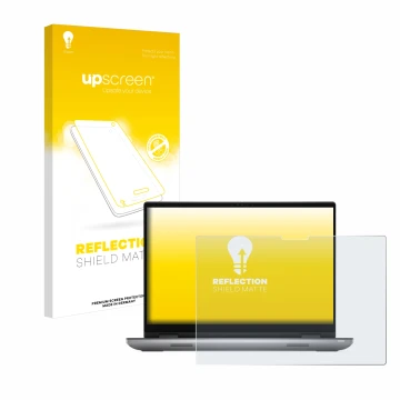 Parte frontal de un envase de producto con el logotipo de la marca upscreen. Al lado se muestra el dispositivo Dell Precision 