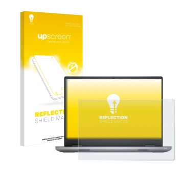 Parte frontal de un envase de producto con el logotipo de la marca upscreen. Al lado se muestra el dispositivo Dell Precision 