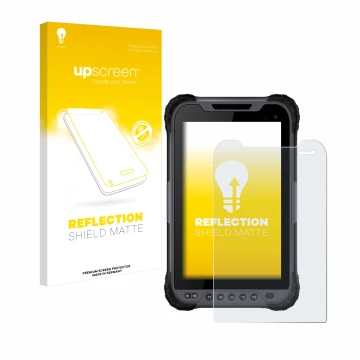 Parte frontal de un envase de producto con el logotipo de la marca upscreen. Al lado se muestra el dispositivo Stonex UT32 Rug