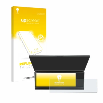 Parte frontal de un envase de producto con el logotipo de la marca upscreen. Al lado se muestra el dispositivo ASUS ROG Zephyr