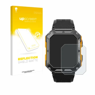 Parte frontal de un envase de producto con el logotipo de la marca upscreen. Al lado se muestra el dispositivo Njord Gear The 