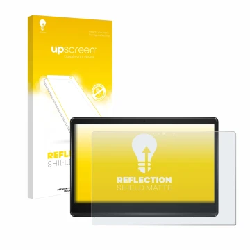 Parte frontal de un envase de producto con el logotipo de la marca upscreen. Al lado se muestra el dispositivo ASUS ExpertCent