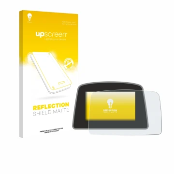 Parte frontal de un envase de producto con el logotipo de la marca upscreen. Al lado se muestra el dispositivo PowaKaddy C2i c