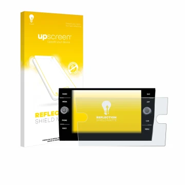 Parte frontal de un envase de producto con el logotipo de la marca upscreen. Al lado se muestra el dispositivo Volkswagen Taig