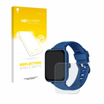 Parte frontal de un envase de producto con el logotipo de la marca upscreen. Al lado se muestra el dispositivo Biggerfive BW01