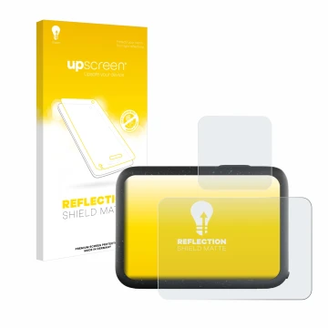 Parte frontal de un envase de producto con el logotipo de la marca upscreen. Al lado se muestra el dispositivo GoPro Hero 12 B