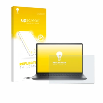 Parte frontal de un envase de producto con el logotipo de la marca upscreen. Al lado se muestra el dispositivo Dell Precision 
