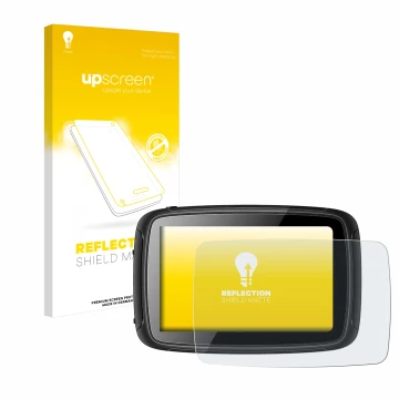 Parte frontal de un envase de producto con el logotipo de la marca upscreen. Al lado se muestra el dispositivo Elebest Carplay