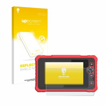Parte frontal de un envase de producto con el logotipo de la marca upscreen. Al lado se muestra el dispositivo Launch CRP 359 