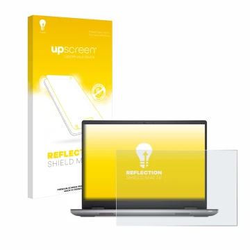 Parte frontal de un envase de producto con el logotipo de la marca upscreen. Al lado se muestra el dispositivo Dell Precision 