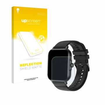 Parte frontal de un envase de producto con el logotipo de la marca upscreen. Al lado se muestra el dispositivo AcclaFit KM13 1