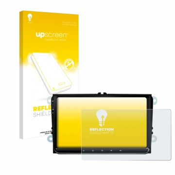 Parte frontal de un envase de producto con el logotipo de la marca upscreen. Al lado se muestra el dispositivo Eonon 53 SE con