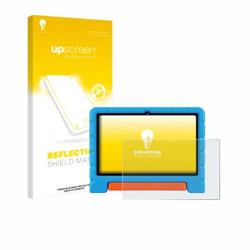 Parte frontal de un envase de producto con el logotipo de la marca upscreen. Al lado se muestra el dispositivo ZIOVO Z138 10