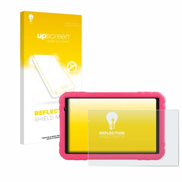 Parte frontal de un envase de producto con el logotipo de la marca upscreen. Al lado se muestra el dispositivo Aocwei x500 con