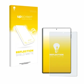 Parte frontal de un envase de producto con el logotipo de la marca upscreen. Al lado se muestra el dispositivo Simplori M107 c