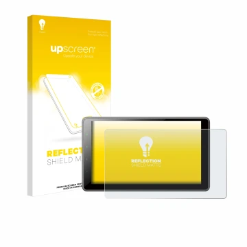 Parte frontal de un envase de producto con el logotipo de la marca upscreen. Al lado se muestra el dispositivo Pioneer SPH-EVO