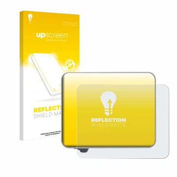 Parte frontal de un envase de producto con el logotipo de la marca upscreen. Al lado se muestra el dispositivo Bambu Lab A1 3D