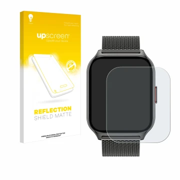 Parte frontal de un envase de producto con el logotipo de la marca upscreen. Al lado se muestra el dispositivo Popglory P95 2