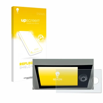 Parte frontal de un envase de producto con el logotipo de la marca upscreen. Al lado se muestra el dispositivo Volkswagen Cali