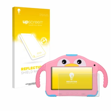 Parte frontal de un envase de producto con el logotipo de la marca upscreen. Al lado se muestra el dispositivo okulaku KIDS03-