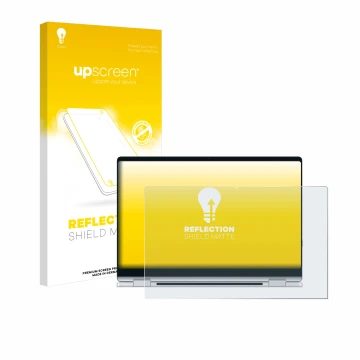 Parte frontal de un envase de producto con el logotipo de la marca upscreen. Al lado se muestra el dispositivo Samsung Galaxy 