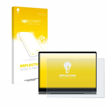 Parte frontal de un envase de producto con el logotipo de la marca upscreen. Al lado se muestra el dispositivo Samsung Galaxy 