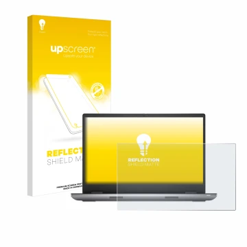 Parte frontal de un envase de producto con el logotipo de la marca upscreen. Al lado se muestra el dispositivo Dell Precision 