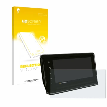 Parte frontal de un envase de producto con el logotipo de la marca upscreen. Al lado se muestra el dispositivo Seat Ibiza FR 9